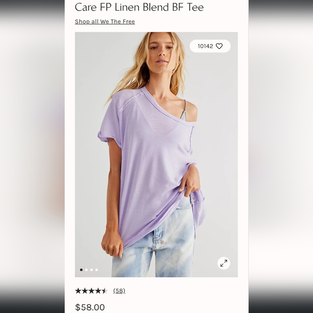 Care Free People Linen Blend BF Tee XS